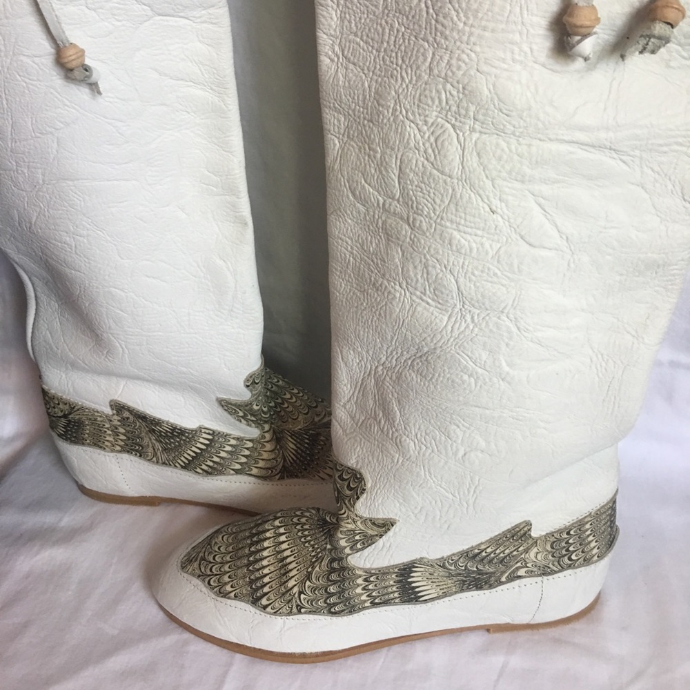 White Leather Thigh High Boots